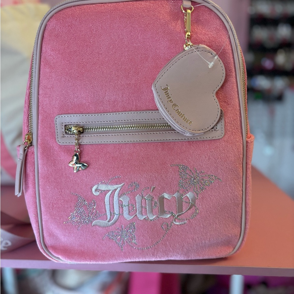 Juicy Couture Pink Backpack with Heart Charm